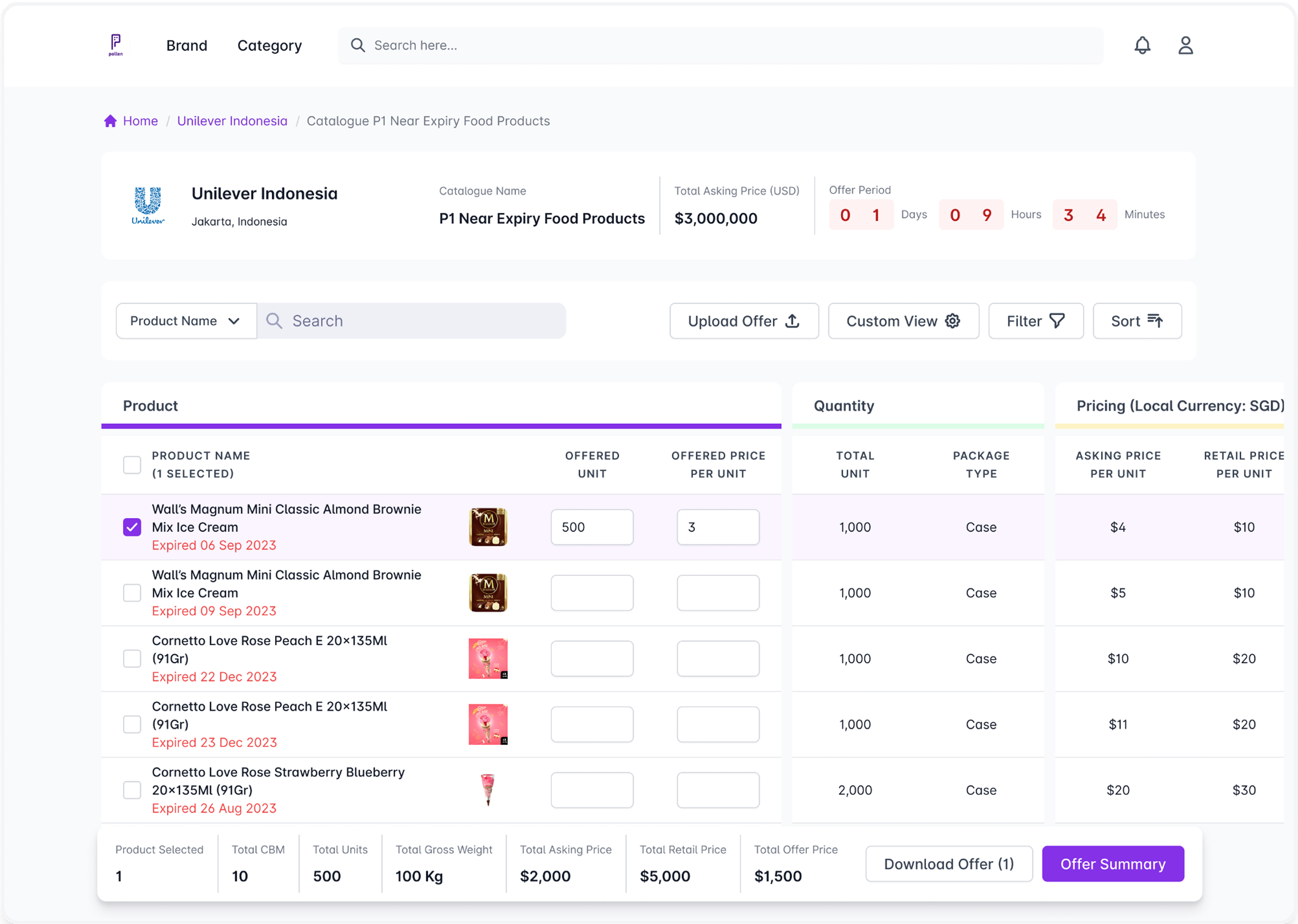 Buyer screen 1